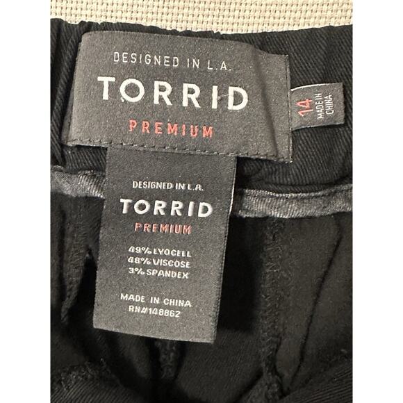 Torrid Premium Sz 14 Black Tie Waist Pants Ankle Capri Drawstring Joggers Casual - Picture 5 of 11